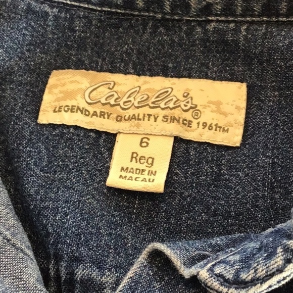 Cabela’s possibly vintage sleeveless decorative button front denim dress. Size 6 - Picture 6 of 8